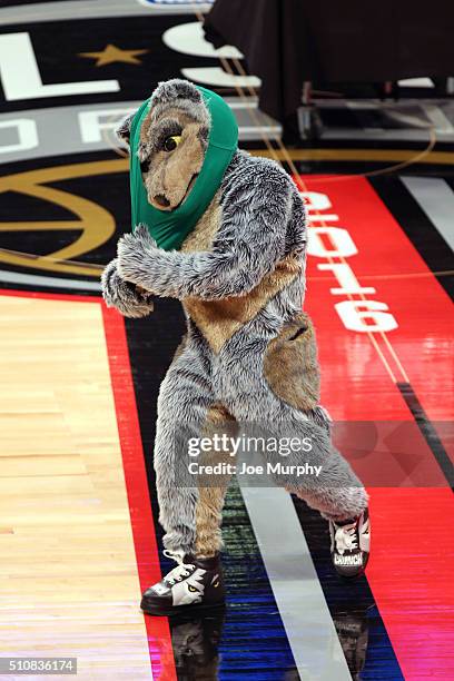 The Minnesota Timberwolves mascot is seen during the BBVA Compass Rising Stars Challenge as part of the 2016 NBA All Star Weekend on February 12,...