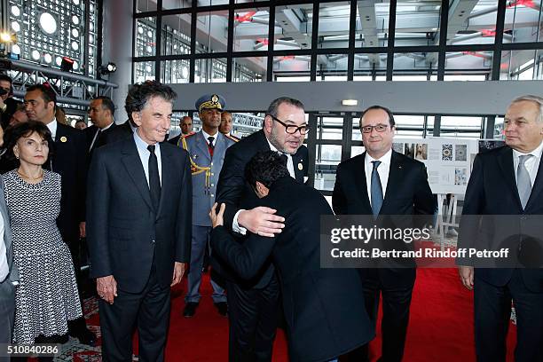 Monique Lang, her husband President of the 'Institut du Monde Arabe' Jack Lang, King Mohammed VI of Morocco, Actor Jamel Debbouze, French President...