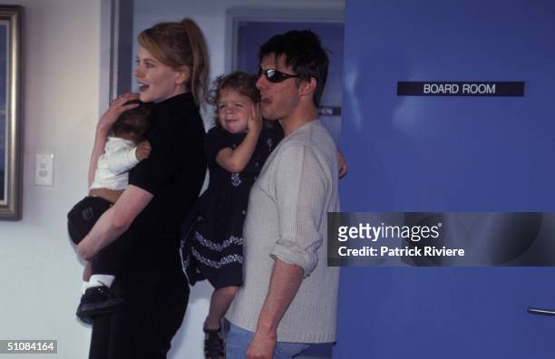 AUSTRALIAN ACTRESS NICOLE KIDMAN AND ACTOR HUSBAND TOM CRUISE WITH THEIR CHILDREN ISABELLA AND CONNOR AT SYDNEY AIRPORT. .