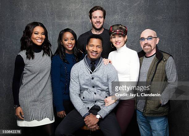 Gabrielle Union, Aja Naomi King, Jackie Earle Haley, Armie Hammer, Penelope Ann Miller, and Nate Parker of 'The Birth of a Nation' pose for a...