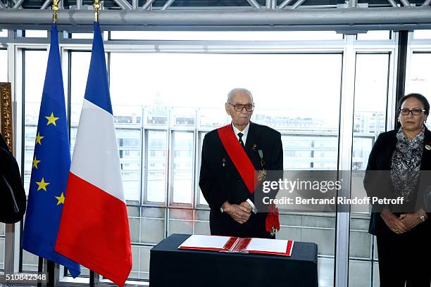 Director of the Army of Morocco and Archives Director of the Royal Palace in Morocco attend King Mohammed VI of Morocco and French President Francois...