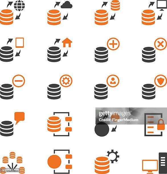 database icon set - security settings stock illustrations
