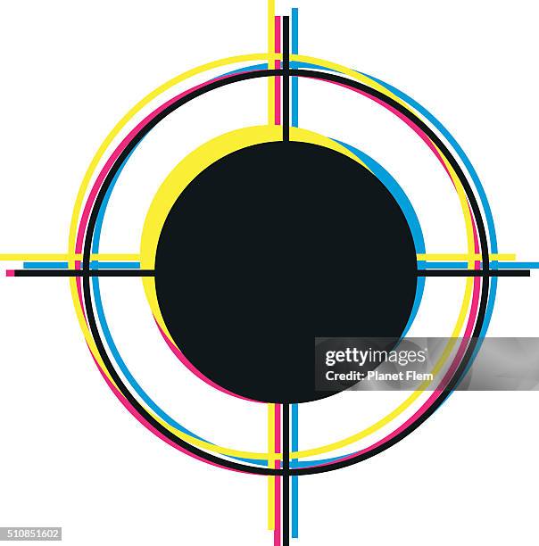 stockillustraties, clipart, cartoons en iconen met off cmyk register marks - vizier