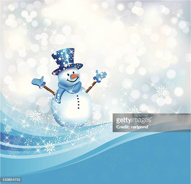 christmas card - blue snowman stock illustrations