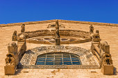 Stones of Apulia.Cathedral of Trani: detail of the main facade.ITALY