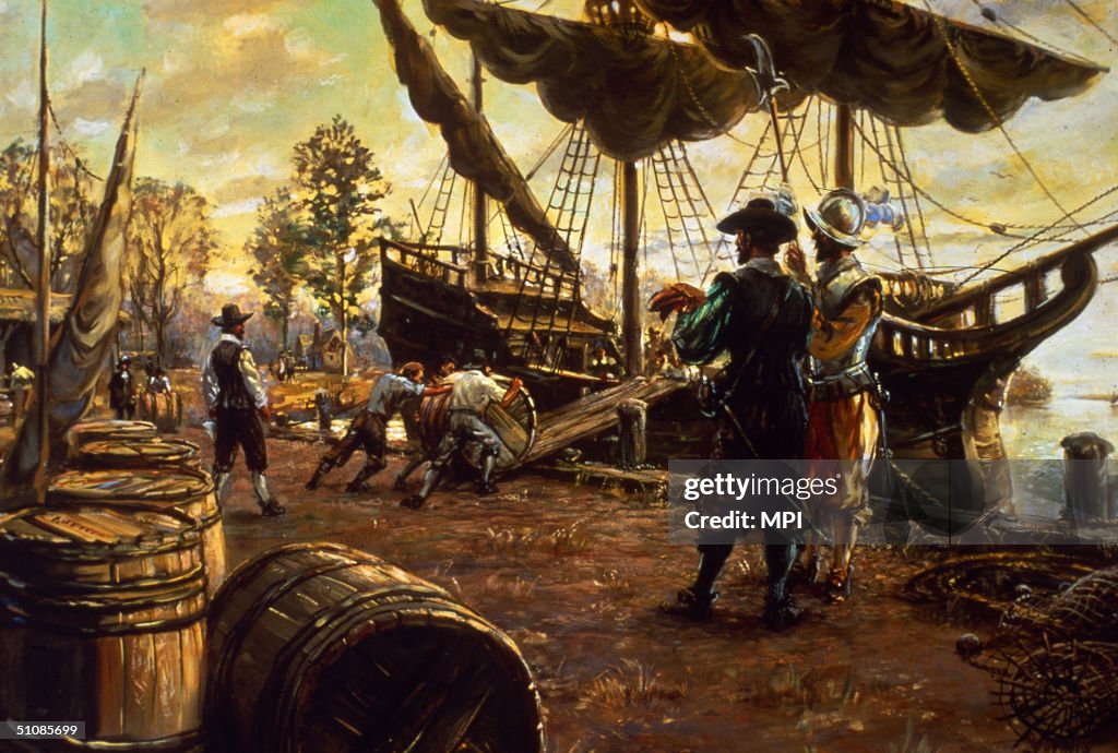 how tobacco saved jamestown Settlers roll barrels of tobacco up a ramp and onto a ship in... News Photo how tobacco saved jamestown Settlers roll barrels of tobacco up a ramp and onto a ship in... News Photo