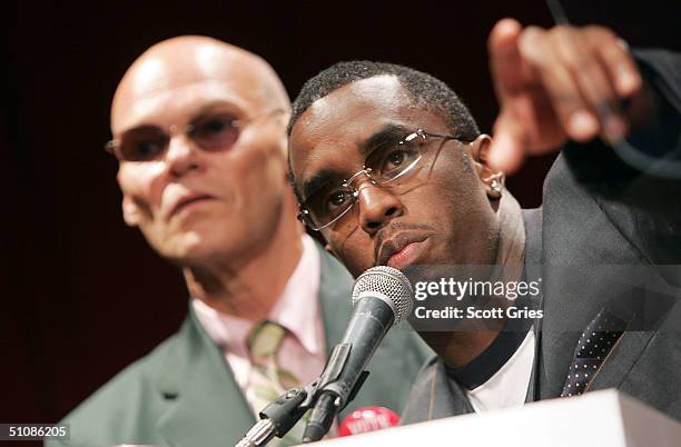 Artist Sean "P. Diddy" Combs and political consultant James Carville speak during a press conference to announce plans for the Citizen Change...