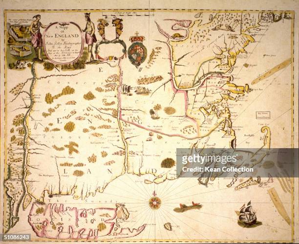 Map of colonial New England, circa 1675.