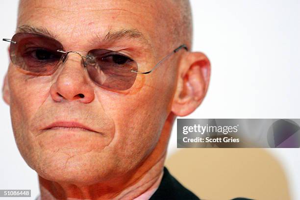 Political consultant James Carville stands on stage during a press conference to announce plans for the Citizen Change Campaign at NYU's Kimmel...