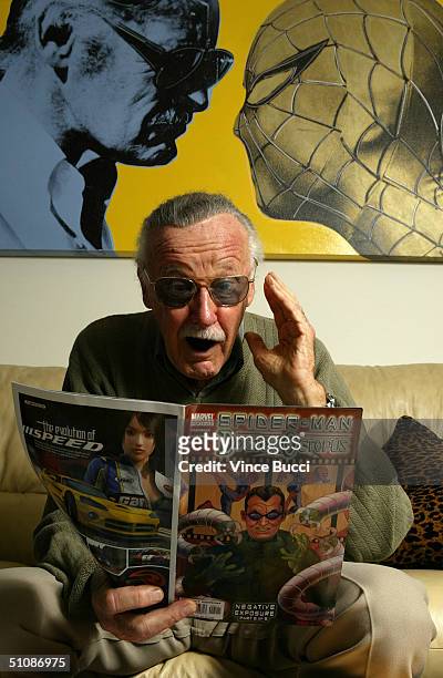 Spider-Man creator Stan Lee poses at his office on June 18, 2004 in Beverly Hills, California.