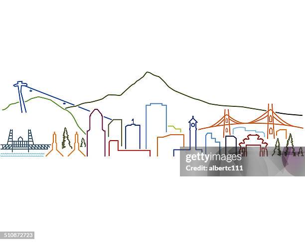 portland line cityscape - portland skyline stock illustrations