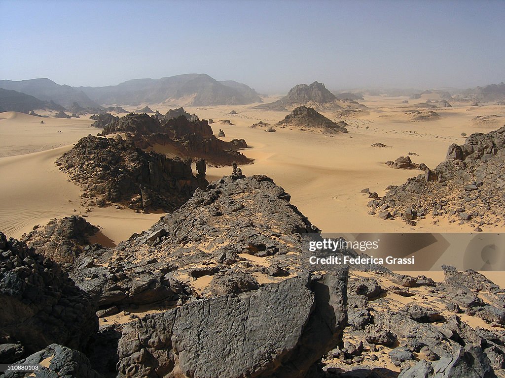 Majestic view of the Acacus in Sahara desert.
