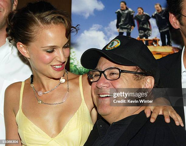 Actress Natalie Portman and Danny DeVito arrive at the premiere of Fox Searchlight Pictures' "Garden State" on July 20, 2004 at the Directors Guild,...