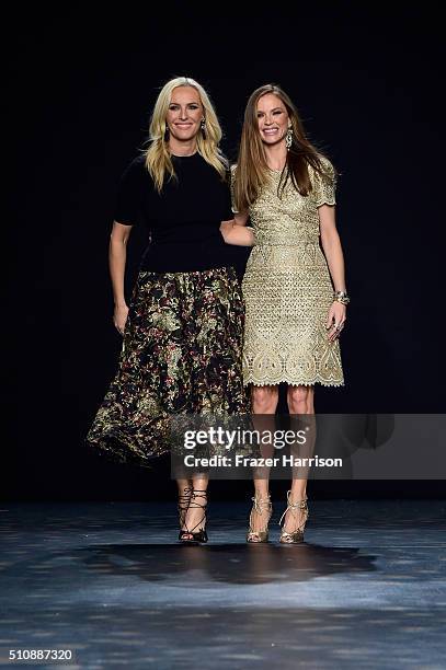 Marchesa designers Keren Craig and Georgina Chapman walk the runway wearing Marchesa Fall 2016 during New York Fashion Week: The Shows at The Dock,...