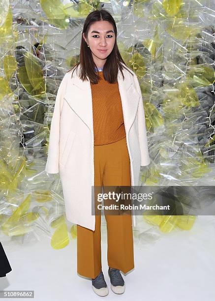 Meruyert Ibragim attends Delpozo during Fall 2016 New York Fashion Week at Pier 59 Studios on February 17, 2016 in New York City.