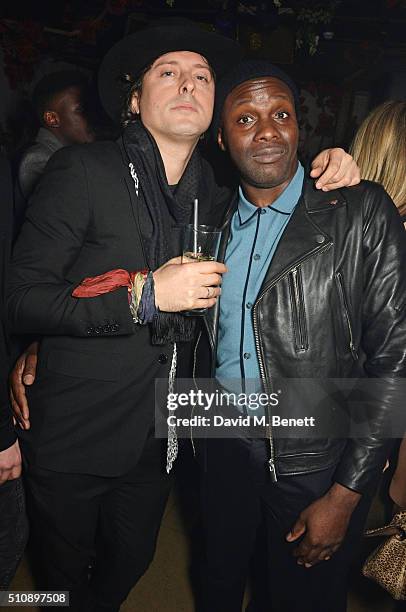 Carl Barat and Gary Powell attend the Ciroc & NME Awards 2016 after party hosted by Fran Cutler at The Cuckoo Club on February 17, 2016 in London,...