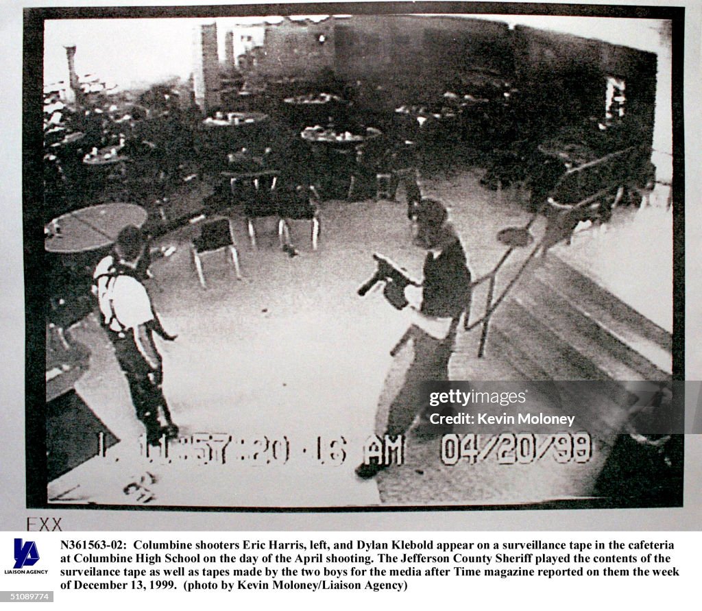 Columbine Shooters Eric Harris Left And Dylan Klebold Appear On A Surveillance Tape In