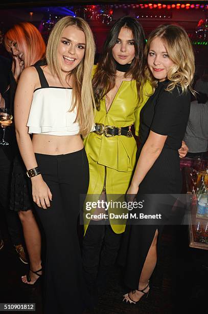 Tallia Storm, Doina Ciobanu and Poppy Jamie attend the Ciroc & NME Awards 2016 after party hosted by Fran Cutler at The Cuckoo Club on February 17,...