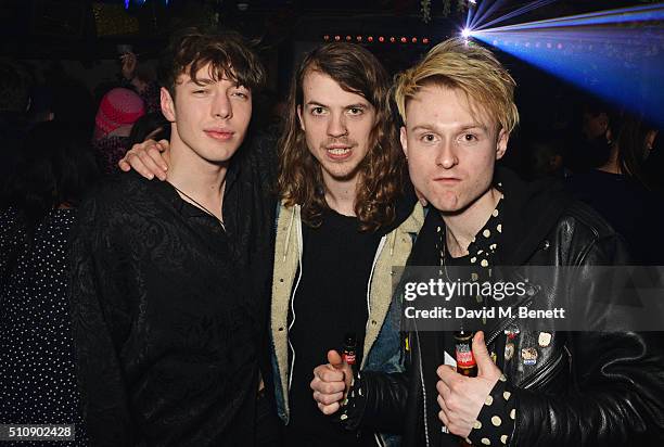 Barns Courtney and guests attend the Ciroc & NME Awards 2016 after party hosted by Fran Cutler at The Cuckoo Club on February 17, 2016 in London,...