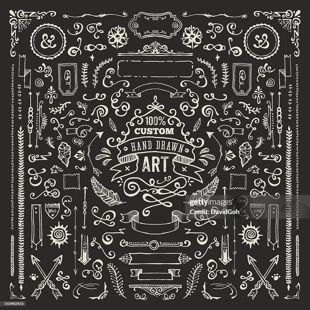Hand Drawn Blackboard Elements (Complete Set)