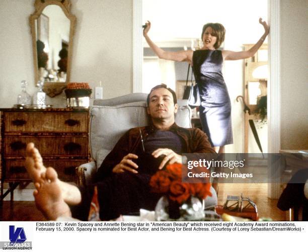 Kevin Spacey And Annette Bening Star In "American Beauty" Which Received Eight Academy Award Nominations, February 15, 2000. Spacey Is Nominated For...