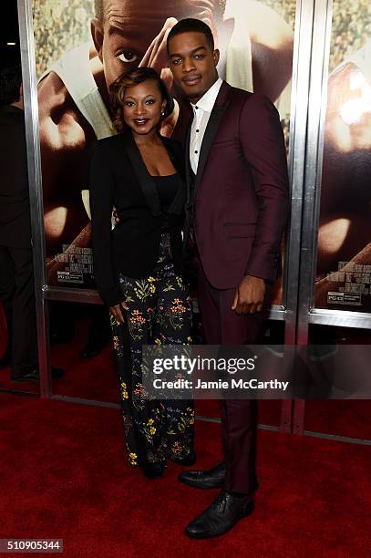 Naturi Naughton and Stephan James attend "Race" New York Screening at Landmark's Sunshine Cinema on February 17, 2016 in New York City.