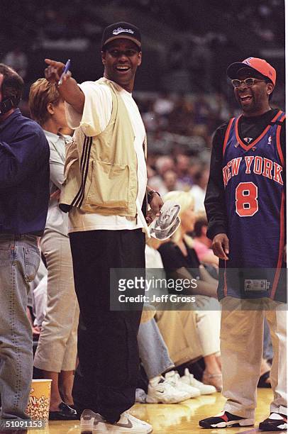 Actor Denzel Washington, Left, And Director Spike Lee Attend The 76Ers-Lakers Game In Los Angeles, Ca., March 31, 2000.