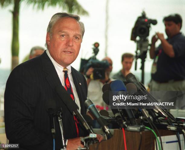 Edward Roscasco, President Of Miami's Mercy Hospital, Addresses The Media Following A Meeting At The Hospital Between The Ins, A Group Of Mental...