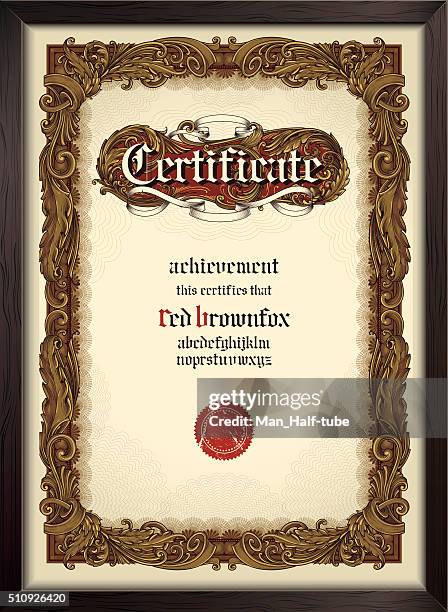 bildbanksillustrationer, clip art samt tecknat material och ikoner med certificate template with gothic font - gothare