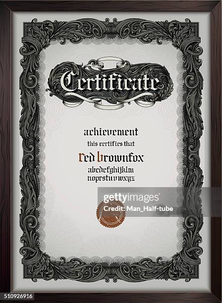 certificate template with gothic font - gothic style stock illustrations