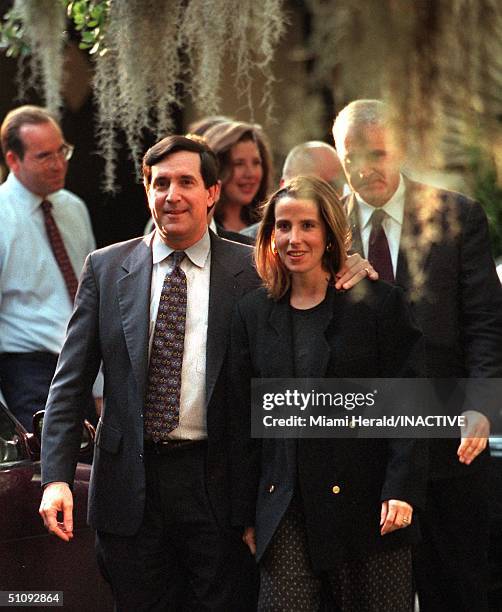 File Photo: Joe Carollo And His Wife Mari Walk From Their House To Meet The Press At The Front Gate After He Learned That He Was Again The Mayor Of...