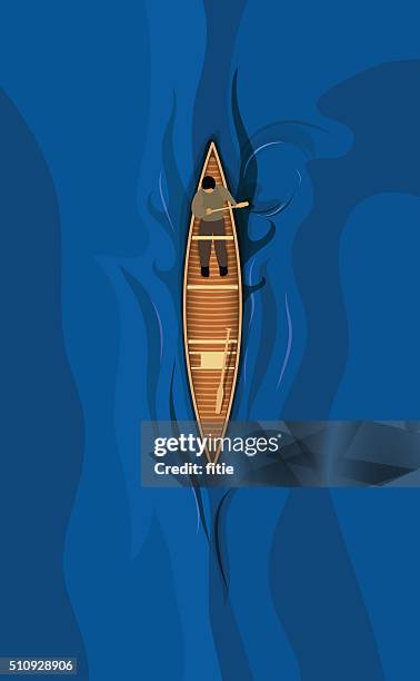 kanu fahren - boat top view stock-grafiken, -clipart, -cartoons und -symbole