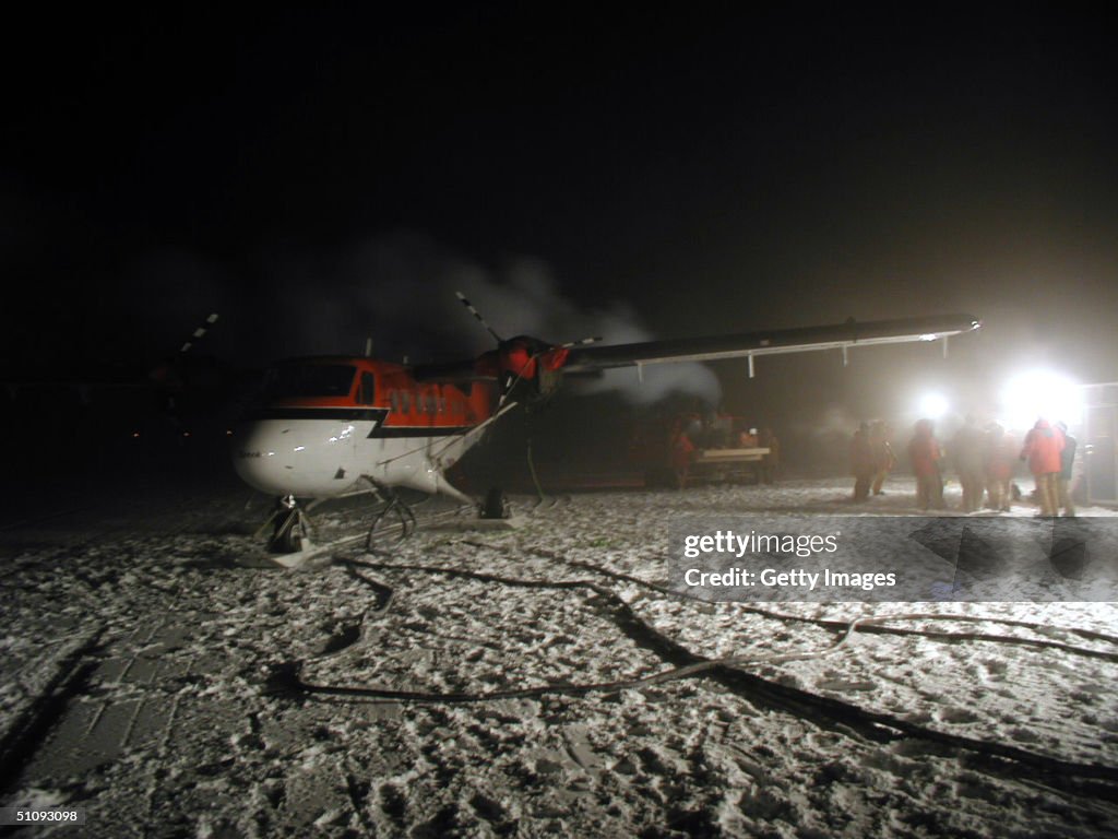 The Aircraft And Crew Of The Twin Otter Arrive At The Nsf's Amundsen Scott So