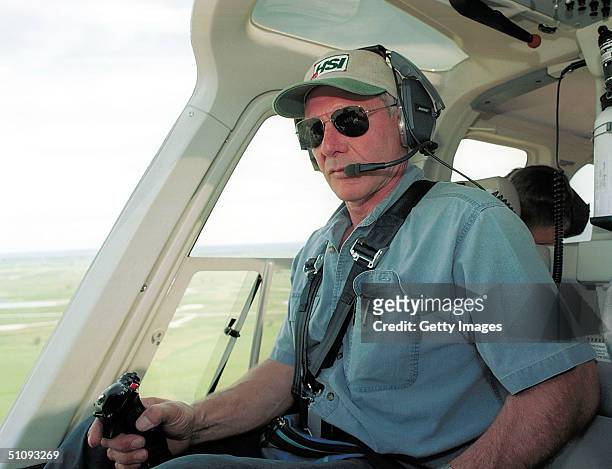 Actor Harrison Ford Flies His Helicopter July 10, 2001 Near Jackson, Wy. Ford Located And Rescued Missing 13-Year-Old Boy Scout Cody Clawson.