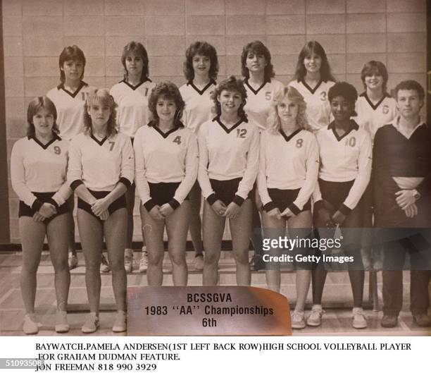 Pamela Anderson Poses In Her Team Photo For Her High School Volleyball Team 1983 In Canada.