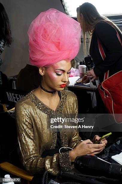 Model baskstage at The Blonds Fall 2016 at Milk Studios on February 17, 2016 in New York City.