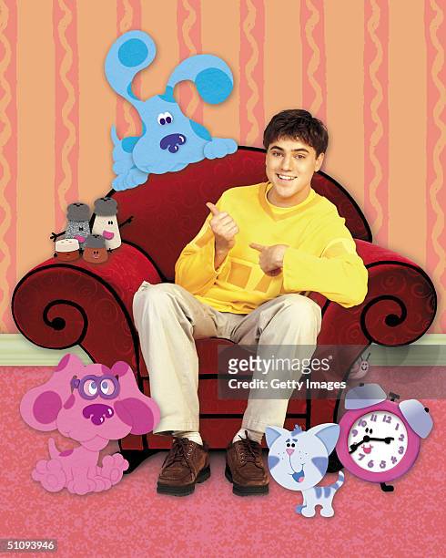 Actor Donovan Patton Appears With Blue, His Animated Co-Star On The Set Of Nickelodeon's "Blue's Clues," In This Computer-Generated Composite...