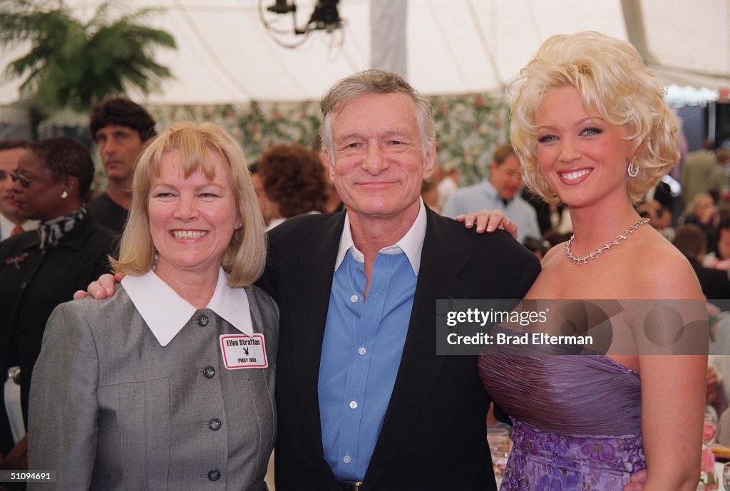 Holmby Hills Ca Hugh Hefner With Ellen Stratton (Pmoy 1960 And 1999 Playmate Of The Year