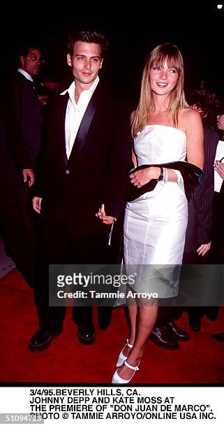 Beverly Hills Ca Johnny Depp And Kate Moss At The Premiere For Don Juan De Marco