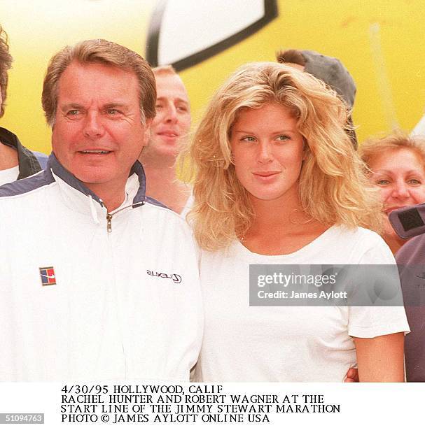 Hollywood,California Robert Wagner And Rachel Hunter, Rod Stewarts Australian Supermodel Wife At The Jimmy Stewart Marathon An Annual Event