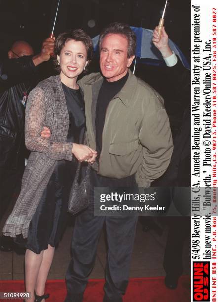 Beverly Hills, Ca. Annette Bening And Warren Beatty At The Premiere Of His New Movie, "Bulworth."