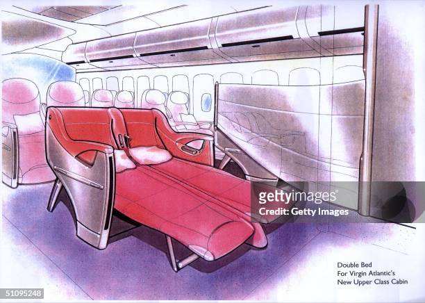 Artist Rendering Of Virgin Atlantic's New Look For The Millennium. Double Bed In Virgin Atlantic's New Upper Class Cabin.