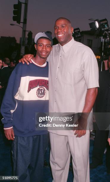 Westwood, Ca. Magic Johnson With His Son Andre At The Premiere Of "Blue Streak."