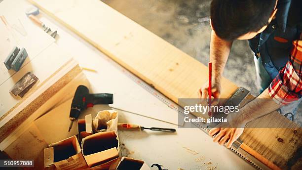 carpentry work. - werkbank stockfoto's en -beelden