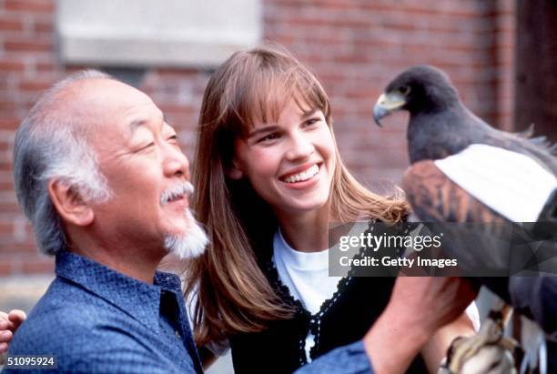 Noriyuki "Pat" Morita As Mr. Miyagi And Hilary Swank As Julie Pierce In "The Next Karate Kid."