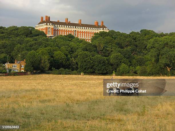 Petersham Meadows along the Thames and the Star & Garter Home on Richmond Hill.