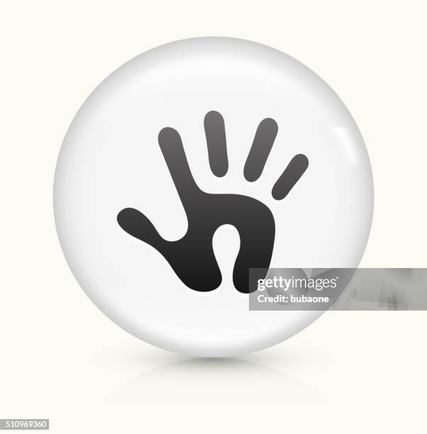human print icon on white round vector button - finger painter stock illustrations