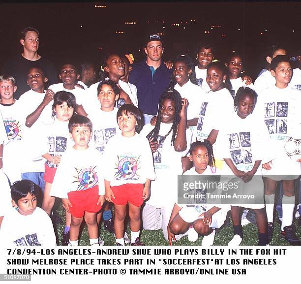 Los Angeles Convention Center-Andrew Shue Who Plays Billy On The Fox Hit Tv Show "Melrose Place" Shows Children At The La "Soccerfest" His Soccer...