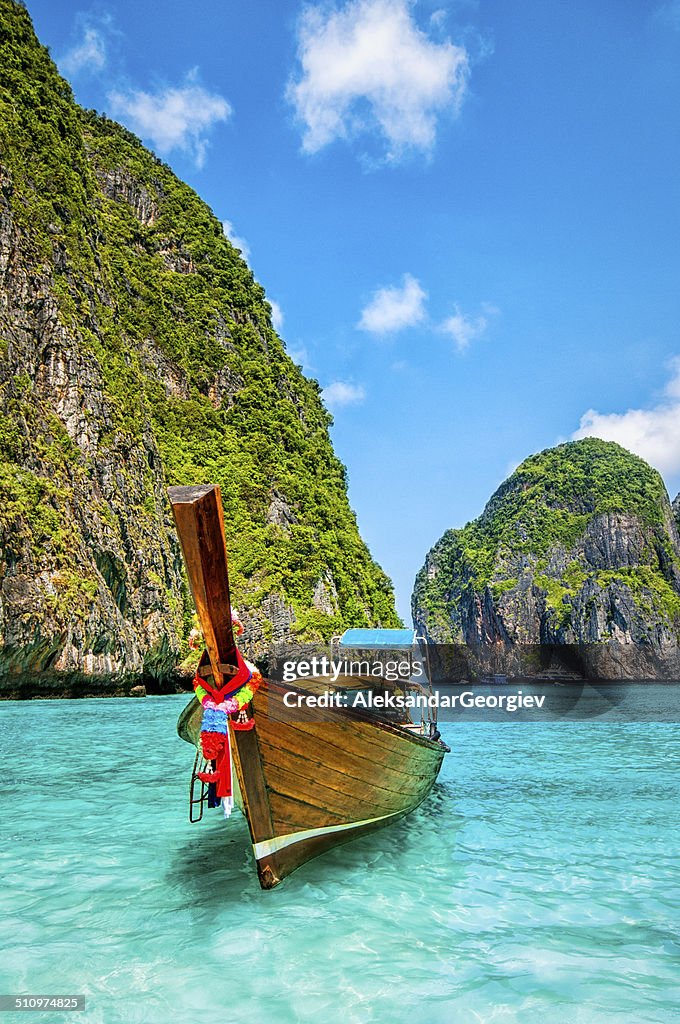 Longtail Wooden Boat at Maya Bay, Thailand
