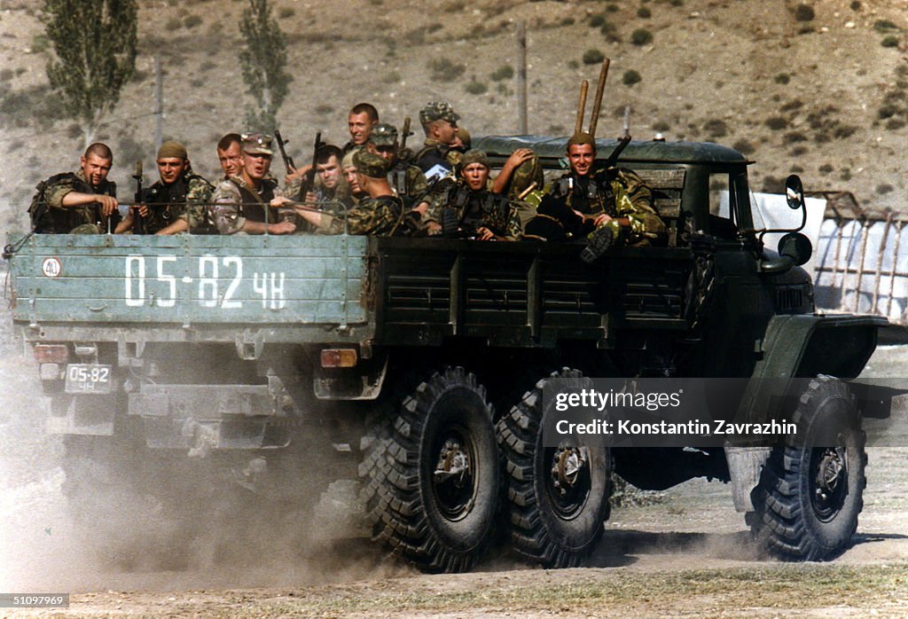 Russian Interior Ministry Soldiers Approach To Botlikh Dagestan Southern Russia On A